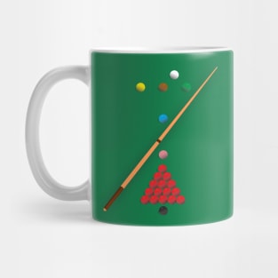 Snooker  design showing all the balls as they are on the table. Mug